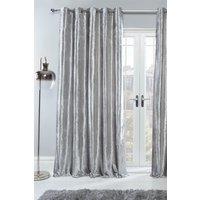 OHS Ready Made Eyelet Crushed Velvet Curtains, Silver in Light Grey | Size: 117 cm width x 229 cm drop