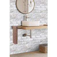 Living and Home 10 Pcs Peel and Stick 3D Maya Grey Marble Wall Tile Stickers Subway Tiles