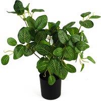 Leaf 40cm Artificial Variegated Pothos Plant in Green