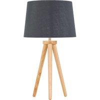 First Choice Lighting Voyage - Light Oak Table Lamp Bedside Light with Grey & Silver Shade in Brown