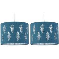 First Choice Lighting Set of 2 Fern - Teal Cut Out 30cm Pendant Lightshades