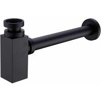 Nes Home Matte Black Square Bottle Trap & Outlet Pipe Bathroom Basin Sink Brass