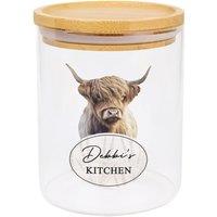 Personalised Memento Company Personalised Highland Cow Glass Storage Jar in Clear