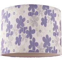 Happy Homewares Chic Floral Round Drum Fabric Lamp Shade with Lilac & White Daisies | Size: 10 inches