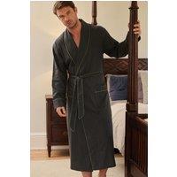 British Boxers Men's Slate Cotton Twill Dressing Gown in Dark Grey | Size: Large