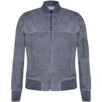 Infinity Leather Men's Suede Trucker Shirt Denim Leather Jacket in Grey | Size: 3XL