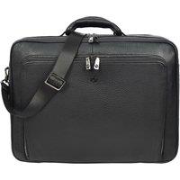 Mens Real Leather Travel Bag Holdall Style Briefcase Terni Black