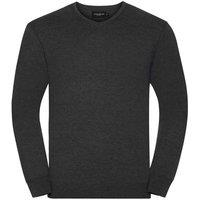 Russell Collection Men's Cotton Acrylic V Neck Sweatshirt in Charcoal | Size: Medium