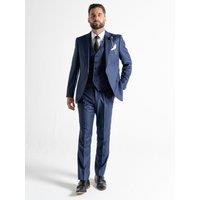 V2 Classic Men's Chelsea - Royal Blue with Plum Pinstripe Three Piece Suit | Size: 40R