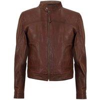 Infinity Leather Men's Classic Fitted Leather Biker Jacket-Austin in Brown | Size: Small