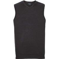 Russell Collection Men's Knitted V Neck Sleeveless Sweatshirt in Black | Size: XS