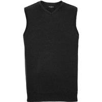Russell Collection Men's Knitted V Neck Sleeveless Sweatshirt in Charcoal | Size: 2XS