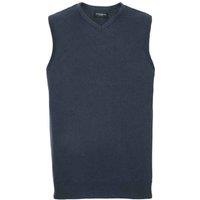 Russell Collection Men's Knitted V Neck Sleeveless Sweatshirt in Navy | Size: 2XS