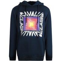 Cavalli Class Men's Asymmetric Box Design Navy Blue Hoodie | Size: XL