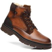 TOP STAKA SHOES Men's Comfort Stylish Simple Detailing Smart Boots with Lace & Zip Up in Tan | Size: 7.5