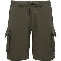 Native Spirit Men's French Terry Washed Cargo Shorts in Khaki | Size: Small