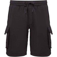 Native Spirit Men's French Terry Washed Cargo Shorts in Black | Size: Large