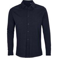 NEOBLU Men's Basile Piqu Long-Sleeved Shirt in Dark Blue | Size: 2XL