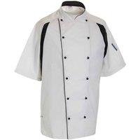 Le Chef Men's Executive Contrast Detail Short-Sleeved Chef Jacket in White | Size: Large