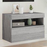 Berkfield Home TV Wall Cabinet with LED Lights Grey Sonoma 60x30x40 cm | Size: 60 x 30 x 40 cm