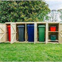 Buttercup Farm Shireburn Bin Store, Fits 4x 180L/240L Wheelie Bins & 2x Boxes in Brown