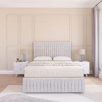 Sloomy Madison Divan Bed Set With No drawers & Matching Footboard - Plush Velvet in Silver | Size: Super King