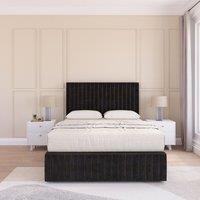Sloomy Madison Divan Bed Set With No drawers & Matching Footboard - Plush Velvet in Black | Size: Small Double