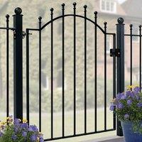 Burbage Iron Craft Manor-Weston Low Ball Top Single Gate, Fits Gap of 955 x 1041 mm High in Black