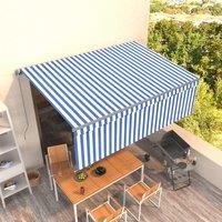 Berkfield Home Manual Retractable Awning with Blind 4x3m Blue&White in Blue