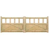 Burbage Iron Craft Quorn Low Pressure Treated Double Driveway Garden Gate, W3600 x H900mm in Brown