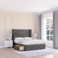 Luthor Plush Wingback Bed Set ,2 Drawers & 54" Floor Standing Headboard
