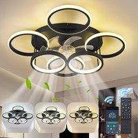 Modern LED Dimmable Bladeless Ceiling Fans with Lights Black 63cm