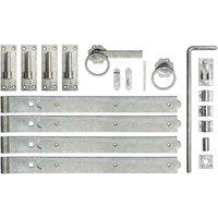 Burbage Iron Craft 24 Inch Double Gate Fittings Set Hook & Band Hinge, Latch, Drop Bolt in Silver