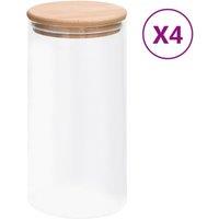 Berkfield Home Storage Glass Jars with Bamboo Lid 4 pcs 1200 ml in Black