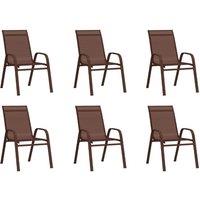 Berkfield Home Stackable Garden Chairs 6 pcs Brown Textilene Fabric