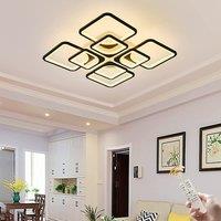 Modern Led Ceiling Light Dimmable Chandelier Square Shape Black