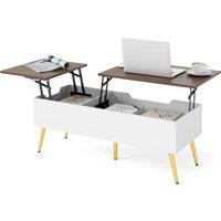 Gymax Lift Top Coffee Table Modern Center Table With Storage Compartments in Dark Brown