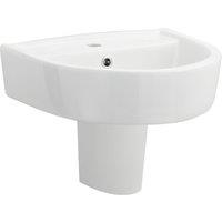 Balterley 1 Tap Hole Basin & Semi Pedestal Fireclay Wall Hung Sink 420mm - White