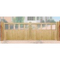 Burbage Iron Craft Quorn Low Pressure Treated Double Driveway Garden Gate, W3000 x H900mm in Brown
