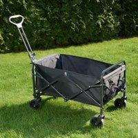 OHS Outdoor Garden Trolley Cart Foldable Camping Wagon Truck Wheelbarrow Storage in Black
