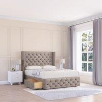 Luthor Plush Wingback Bed Set ,No Drawers & 54" Floor Standing Headboard