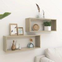 Berkfield Home Wall Cube Shelf 2 pcs Sonoma Oak 60x15x23 cm Engineered Wood in Brown | Size: 60 x 15 x 23 cm