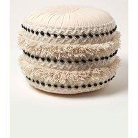 Homescapes Sahara Macrame Tufted Boho Pouffe in Natural