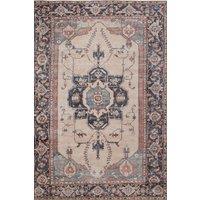 Kukoon Cream Distressed Soft Washable & Liquid Repellent Living Room Area Rug in Light Beige | Size: 60 cm x 240 cm