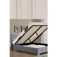 Modernique Fabric Ottoman Storage Bed with High Headboard, Gas Lift Up Base in Grey | Size: Double