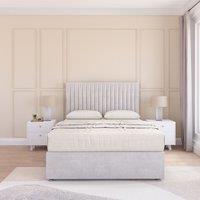 Sloomy Manhattan Plush Velvet Memory Foam Bed Set With No Drawers, Mattress & Headboard in Silver | Size: Double