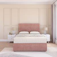 Sloomy Manhattan Plush Velvet Memory Foam Bed Set With No Drawers, Mattress & Headboard in Pink | Size: Super King