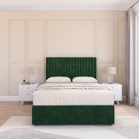 Sloomy Manhattan Plush Velvet Memory Foam Bed Set With No Drawers, Mattress & Headboard in Emerald | Size: Super King