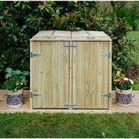 Buttercup Farm Shireburn Double Wheelie Bin Store, Fits 1x 180L or 240L & 1x 140L Bin in Brown