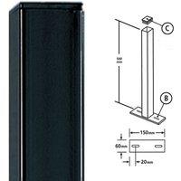 Burbage Iron Craft Sq. Flat Top Bolt-Down Post, Any Railings, Steel - L50 x W50 x H500 mm in Black